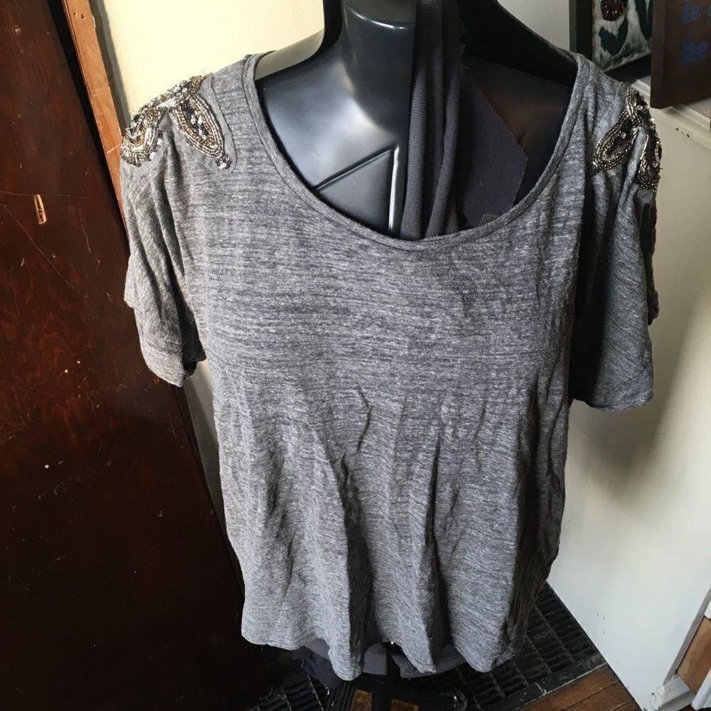 Lane Bryant 18/20 gray T-shirt with bead detail shoulders